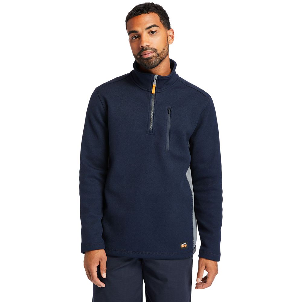 Sudadera Timberland Hombre Pro® Studwall Quarter-Zip Textured Fleece Azul Marino - Chile LHX-529470
